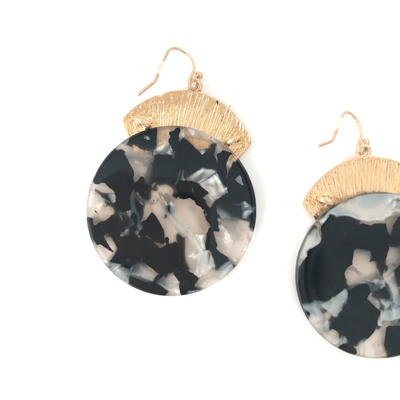 Gold and Black Deco Earrings - Picture 6 of 6